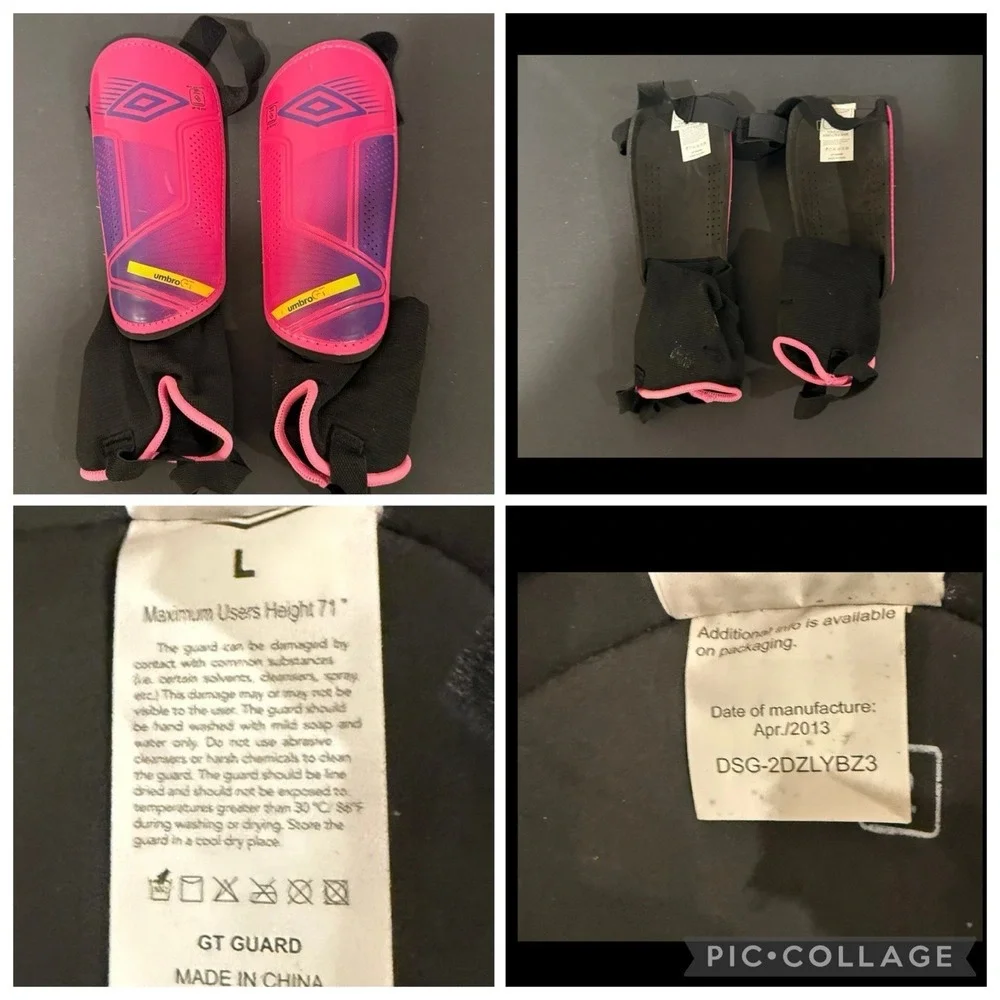 Juniors Girls Lot Of Two - Umbro (L) & Adidas (S) Soccer Shin Guards Ankle Strap